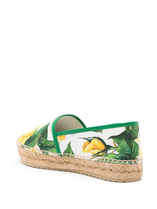 white/multicolour cotton canvas floral print slip-on Dolce & Gabbana | CE0119AR842HA3VO